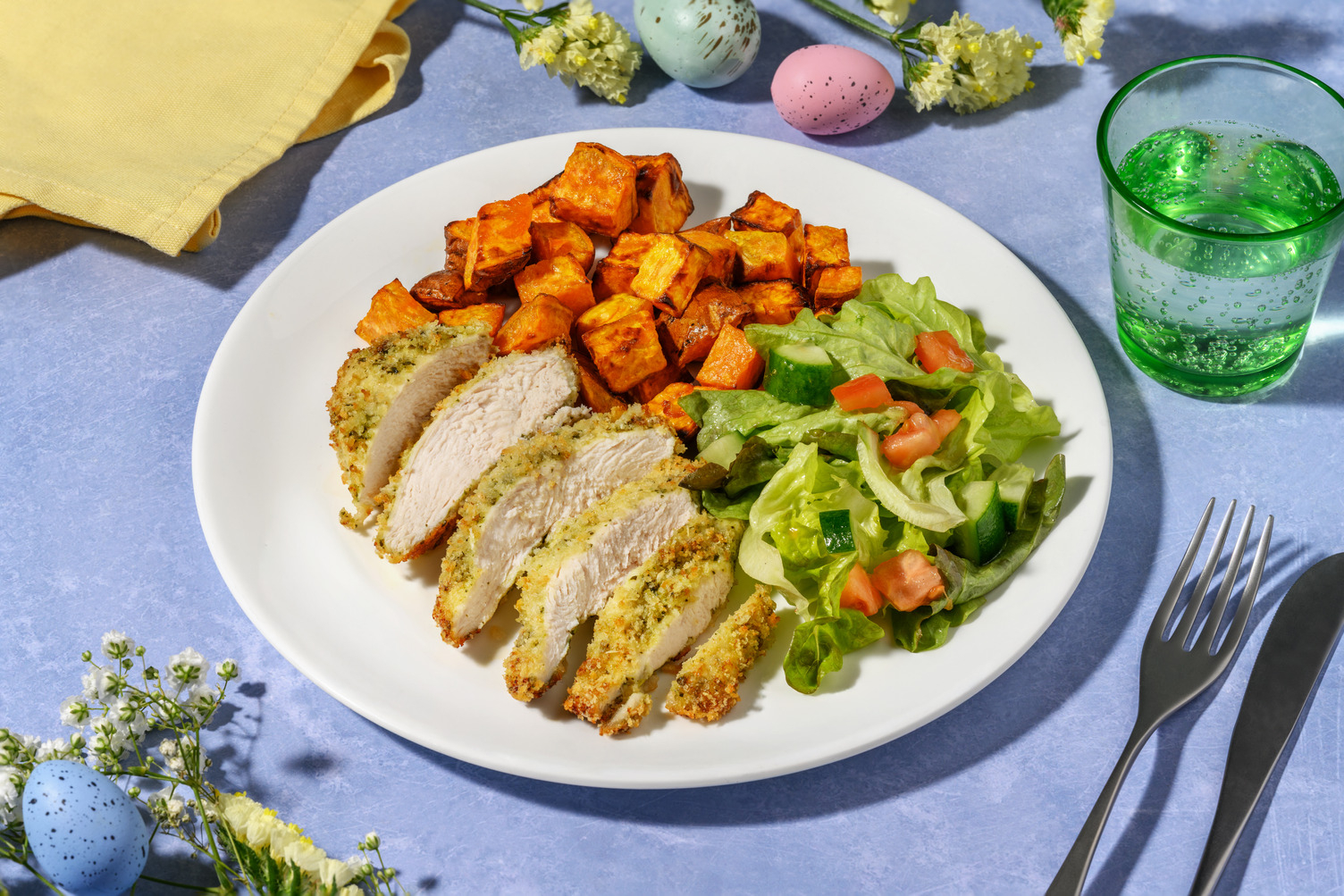 Baked Pesto & Plant-Based Crumbed Chick'n