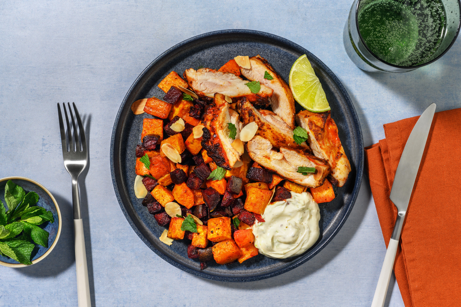 Double Baked Sambal Chicken & Root Veggie Toss