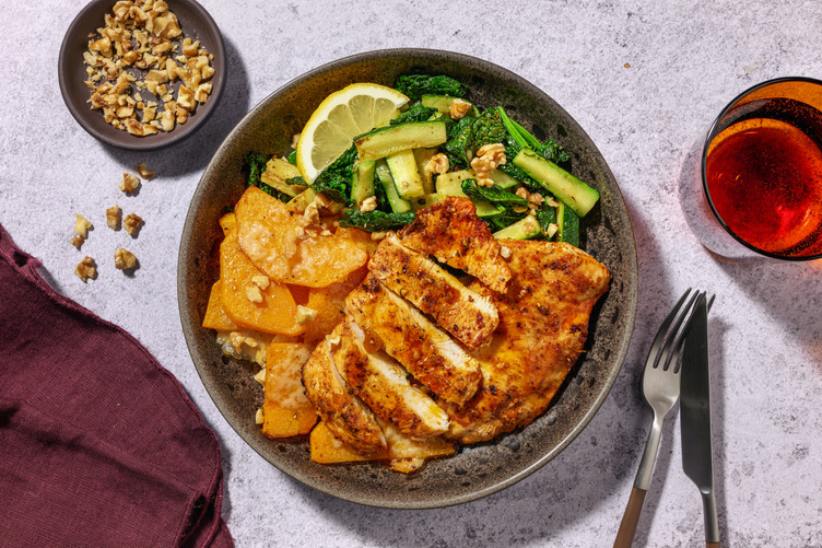 Paprika Salmon & Honey-Parmesan Pumpkin