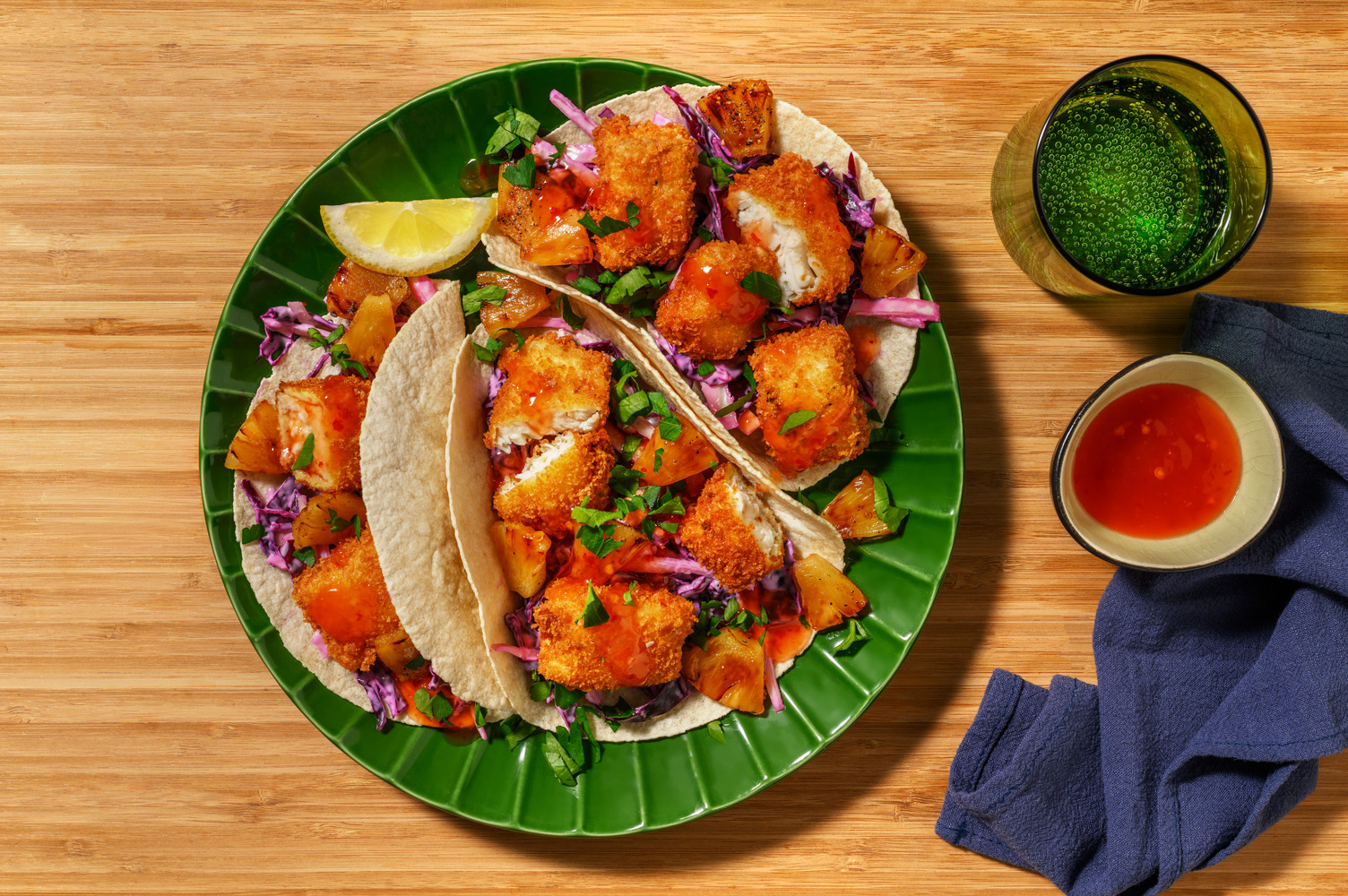 Golden Crumbed Fish & Pineapple Tacos