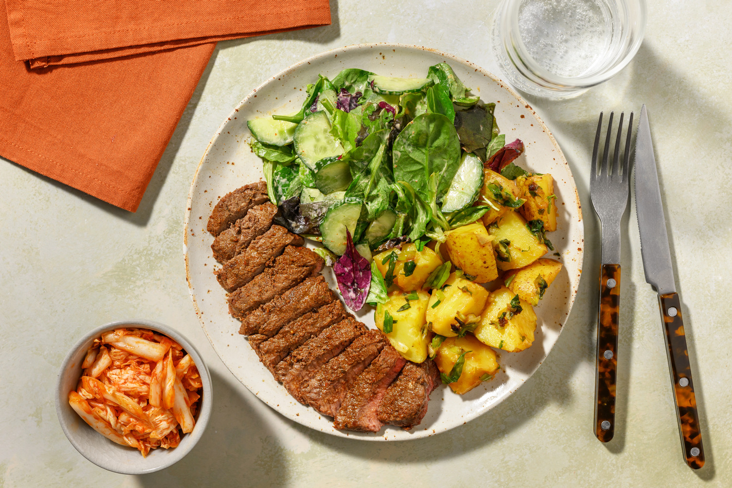 Sizzling Spiced Beef, Chicken & Spring Onion Potatoes