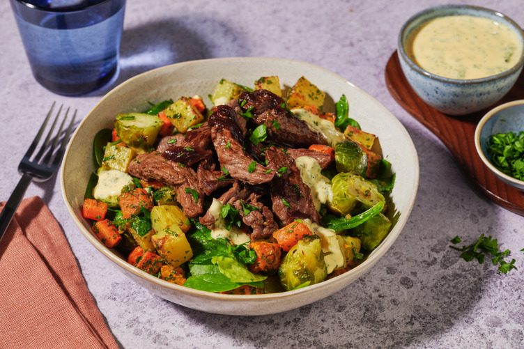 Sticky Chutney Beef & Moemoe Potato Toss