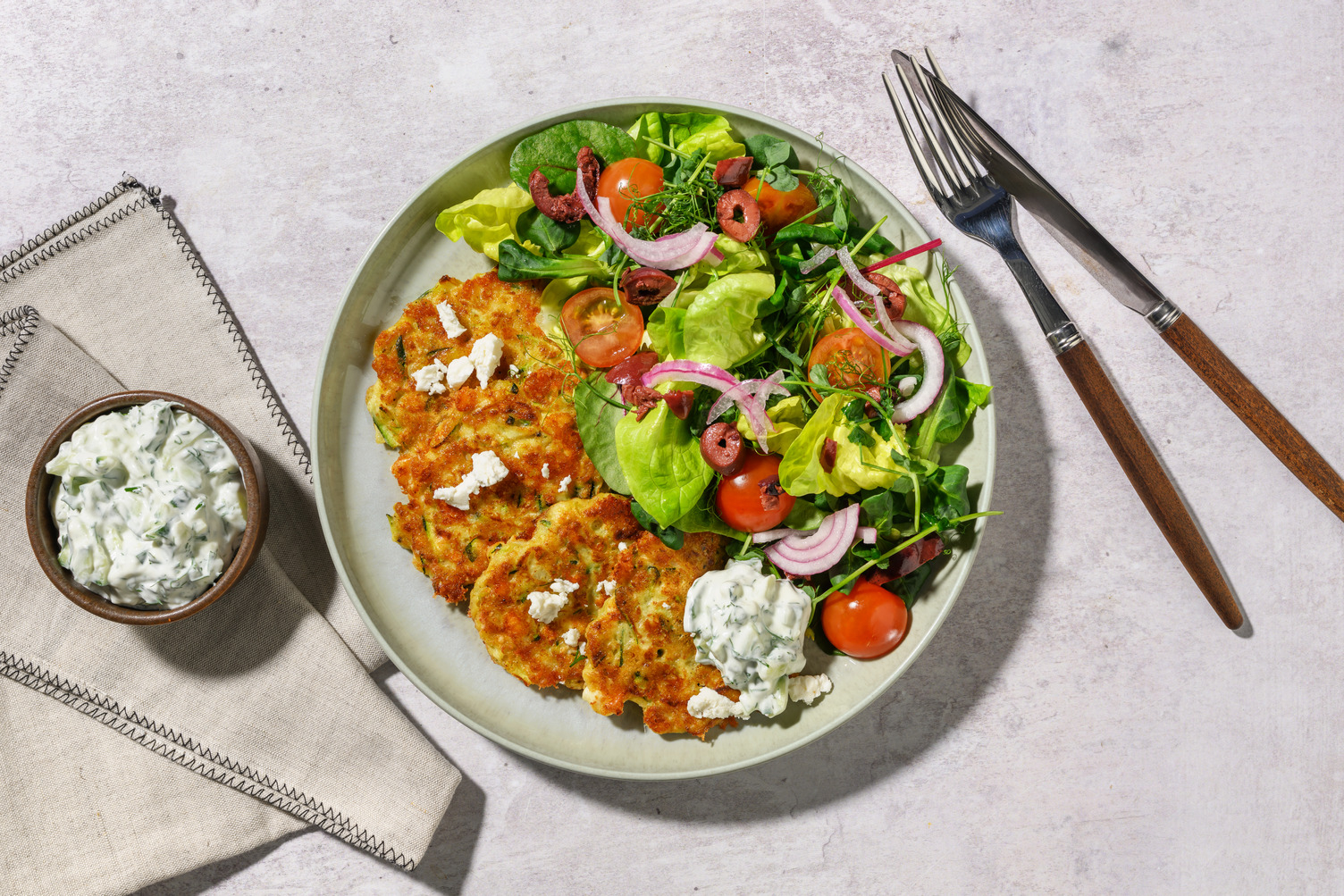 ‘Kolokithokeftedes’ Zucchini & Fetta Fritters