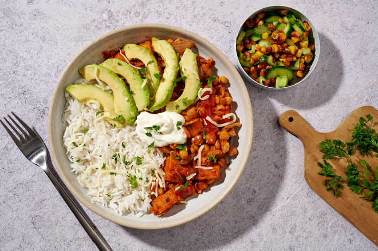 Chicken, Chickpea, Avo & Veggie Burrito Rice Bowl 