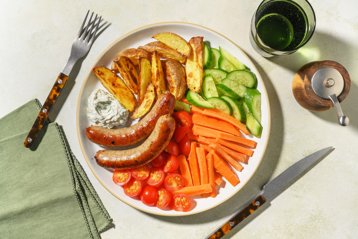 Pork Saussie & Veggie Adventure Plate