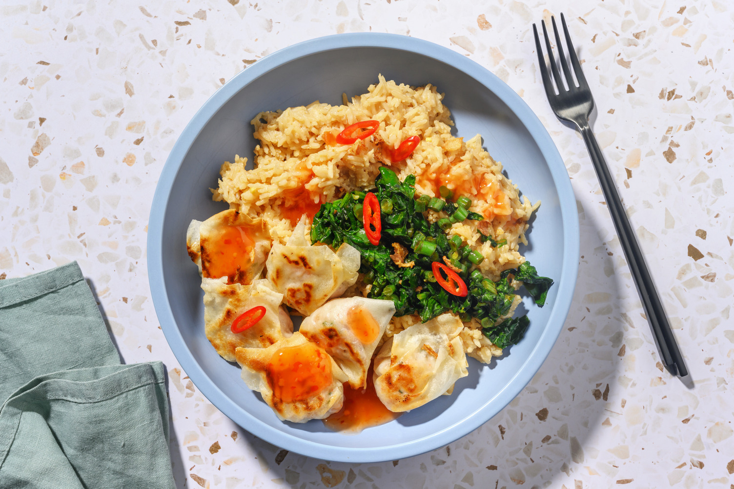 Crispy Prawn Wontons & Egg Fried Rice