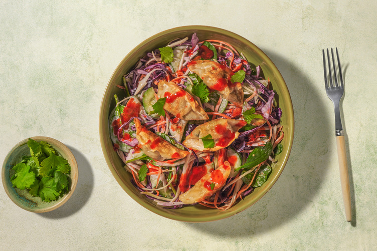 Vegetable Gyozas & Creamy Asian Slaw