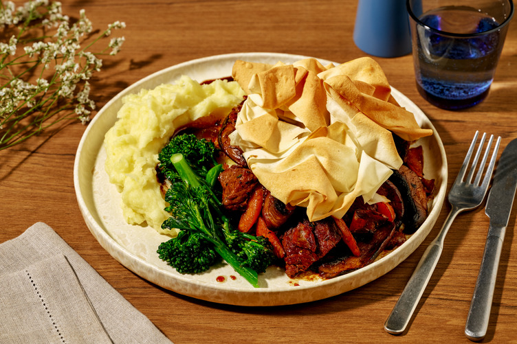 Beef Cheek, Bacon & Mushroom Bourguignon Pie