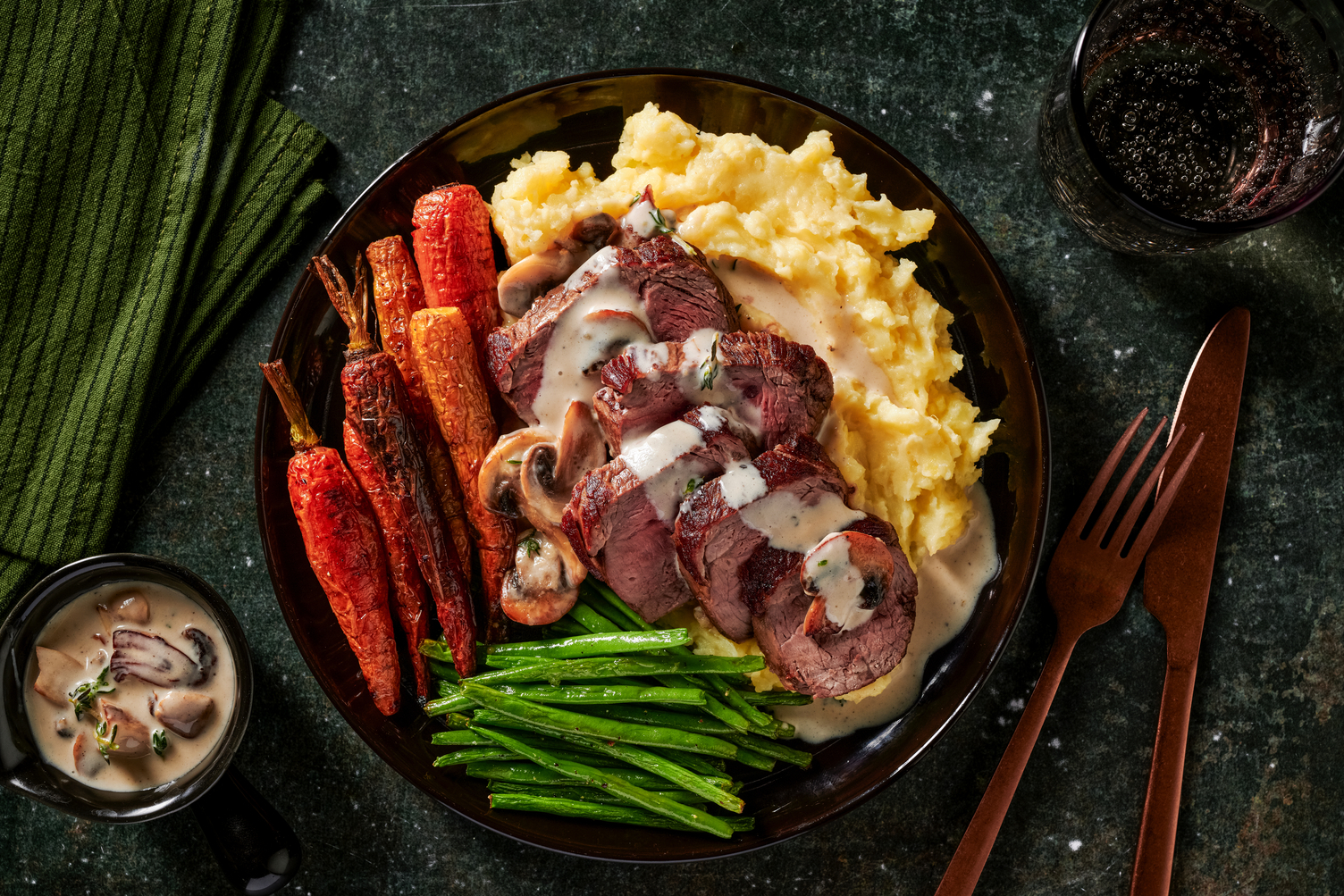 Sirloin Steak & Roast Rainbow Carrots