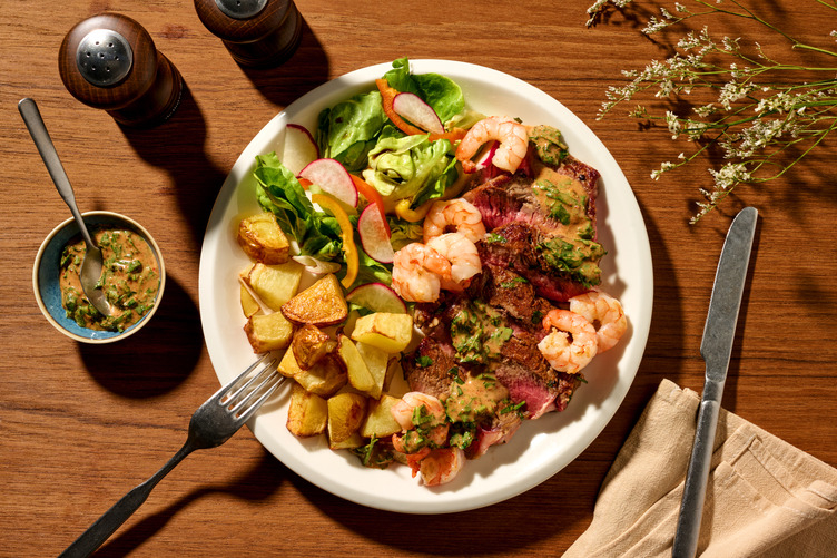 Prime Beef & Garlic Prawn Surf 'N' Turf