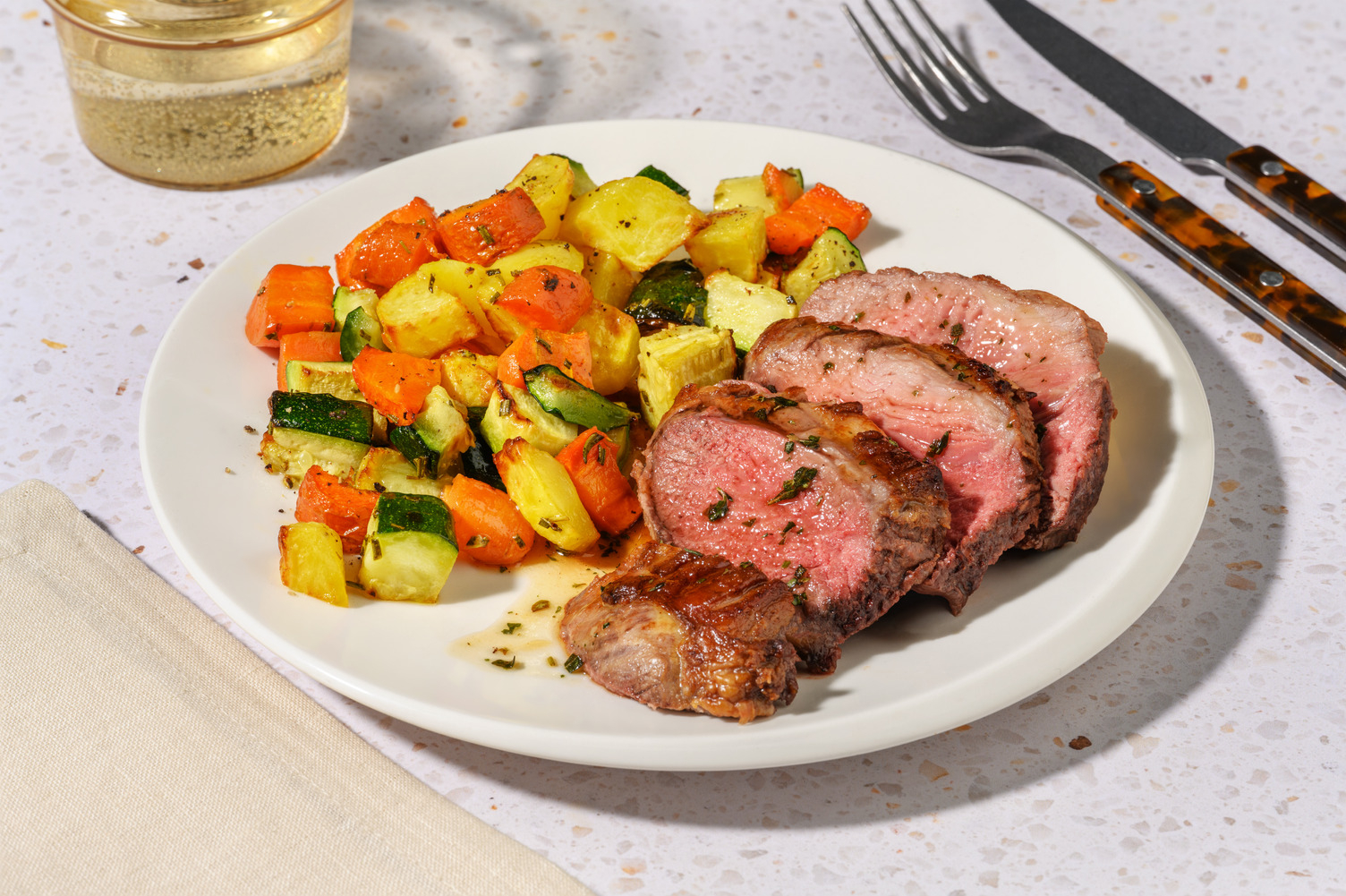 Signature Roast Lamb & Honey-Herb Veggies