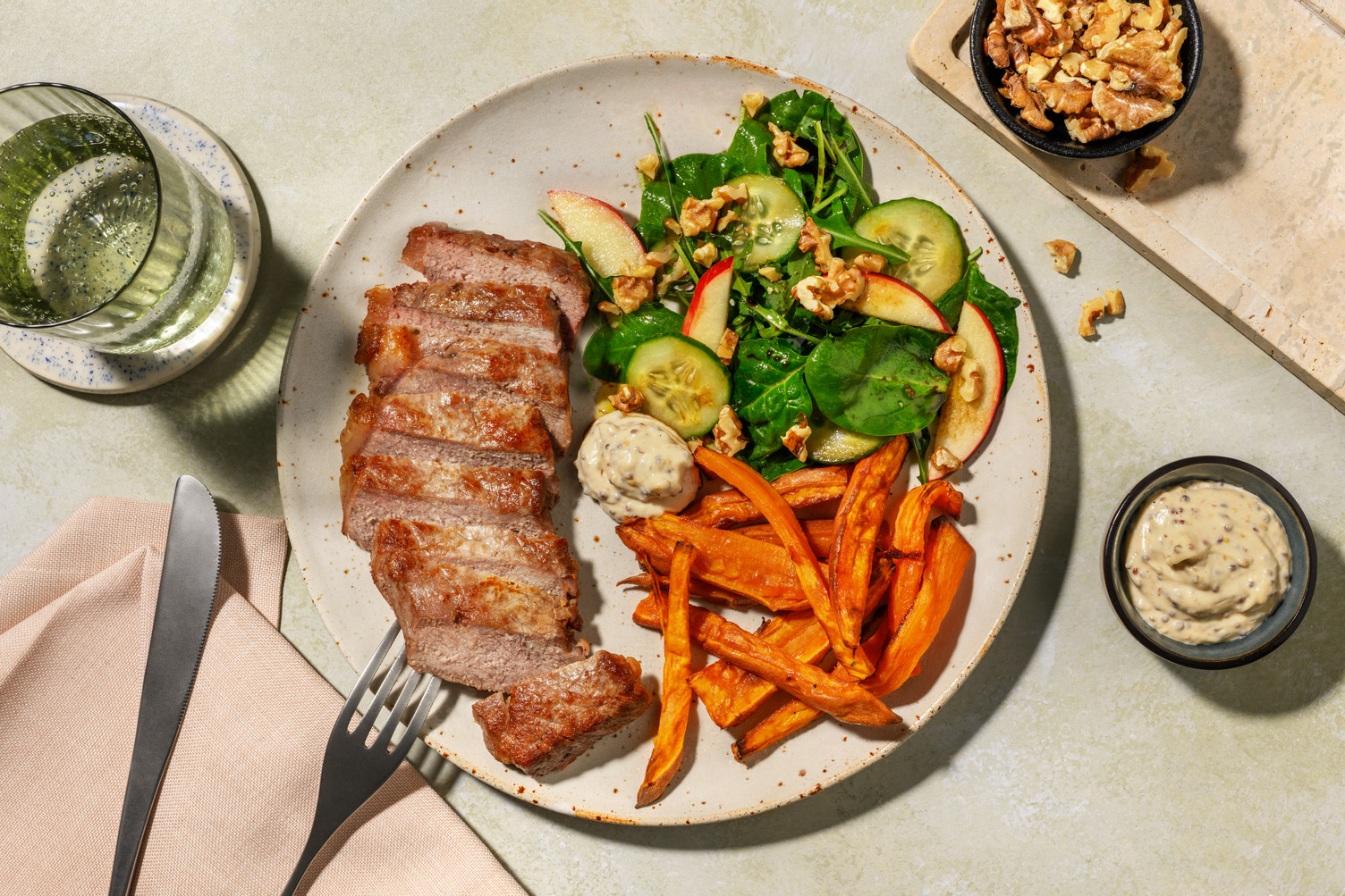 Double Beef Rump & Walnut-Cucumber Salad