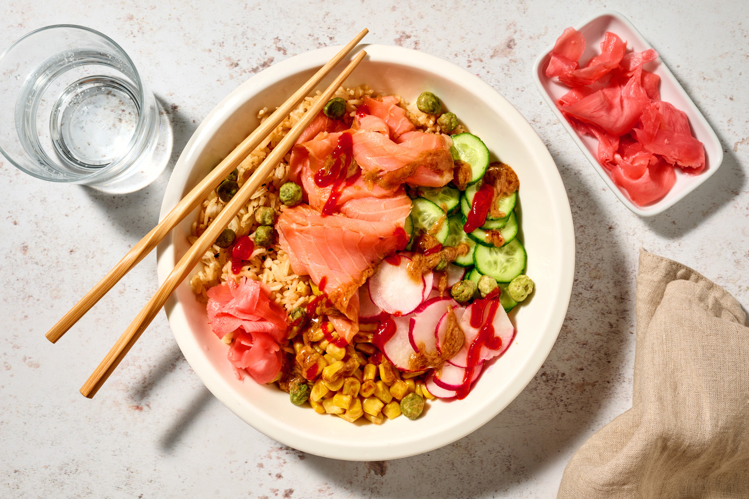 Smoked Salmon & Seasoned Rice Poke Bowl