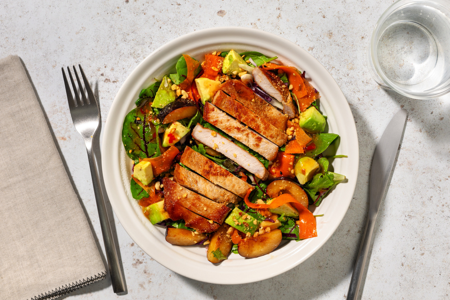 Seared Pork & Asian Chilli Plum Salad