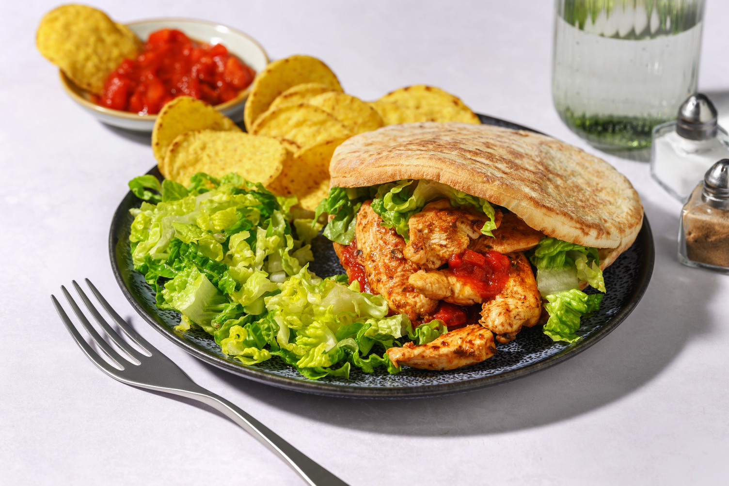 Tex-Mex Pulled Chicken & Relish Pita Pockets