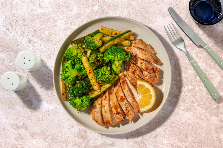 Lemon-Pepper Beef Rump & Garlic Greens