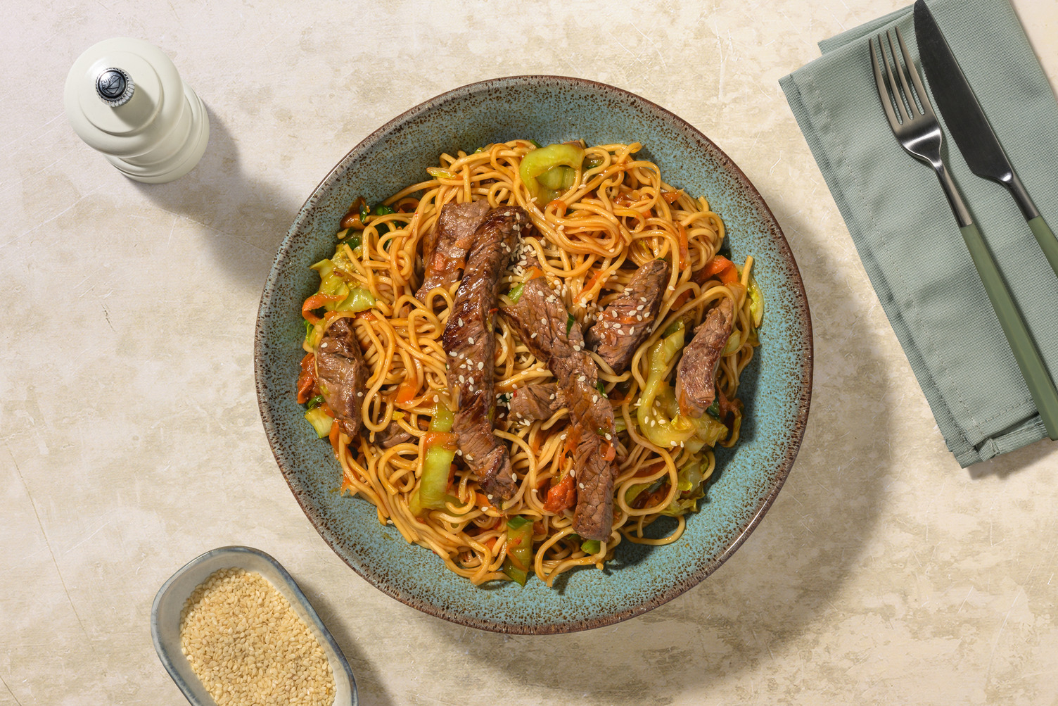 No Chop Double Sweet Soy Beef & Noodle Stir-Fry