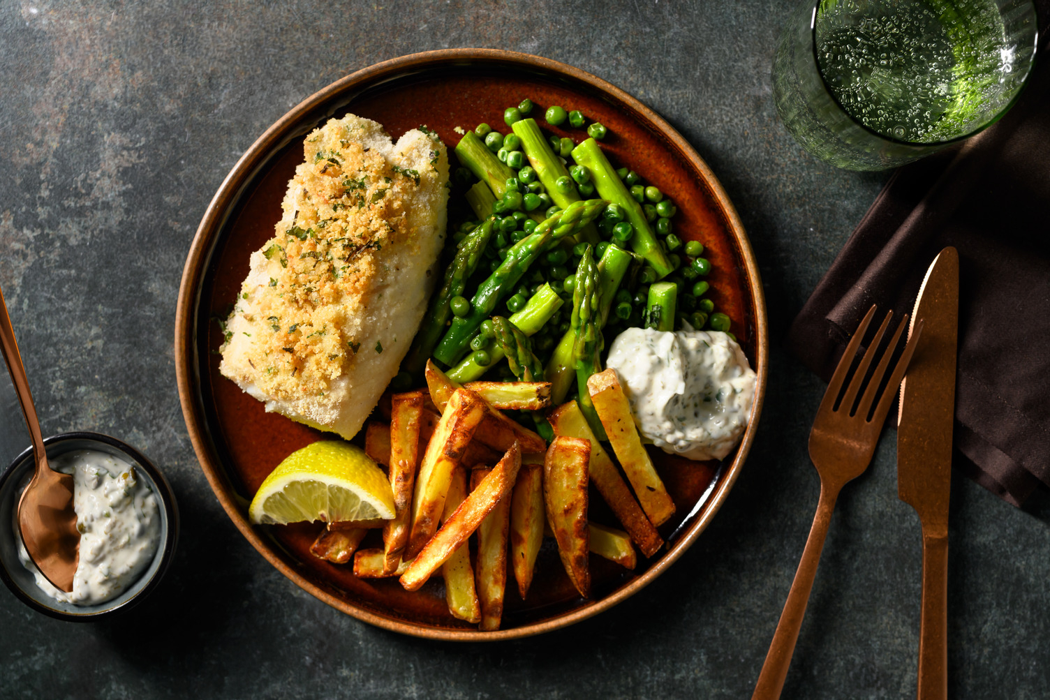Herby Crumbed Haddock and Salt & Vinegar Chips