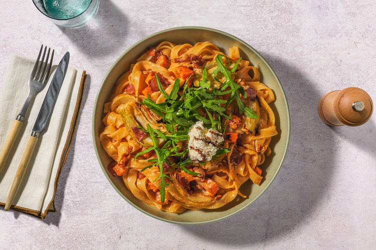 Creamy Double Bacon & Roasted Fennel Fettuccine