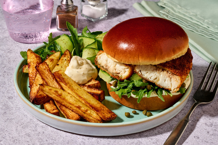 Golden Crumbed Fish & Caper Burger