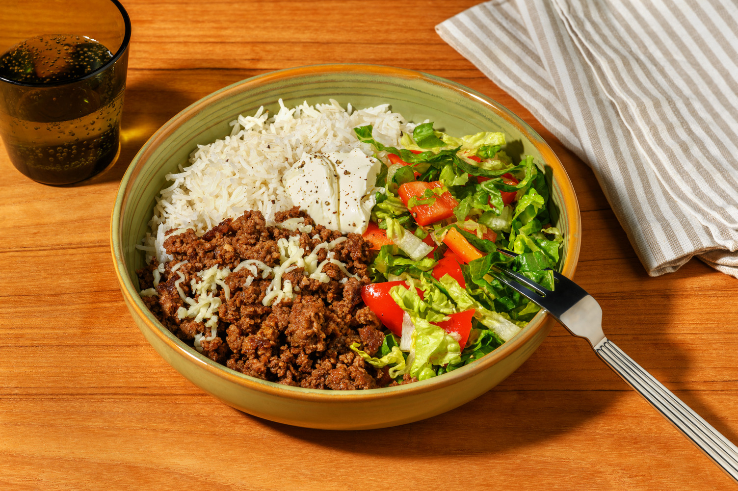 Cheesy Naked Beef & Bacon Burrito Rice Bowl