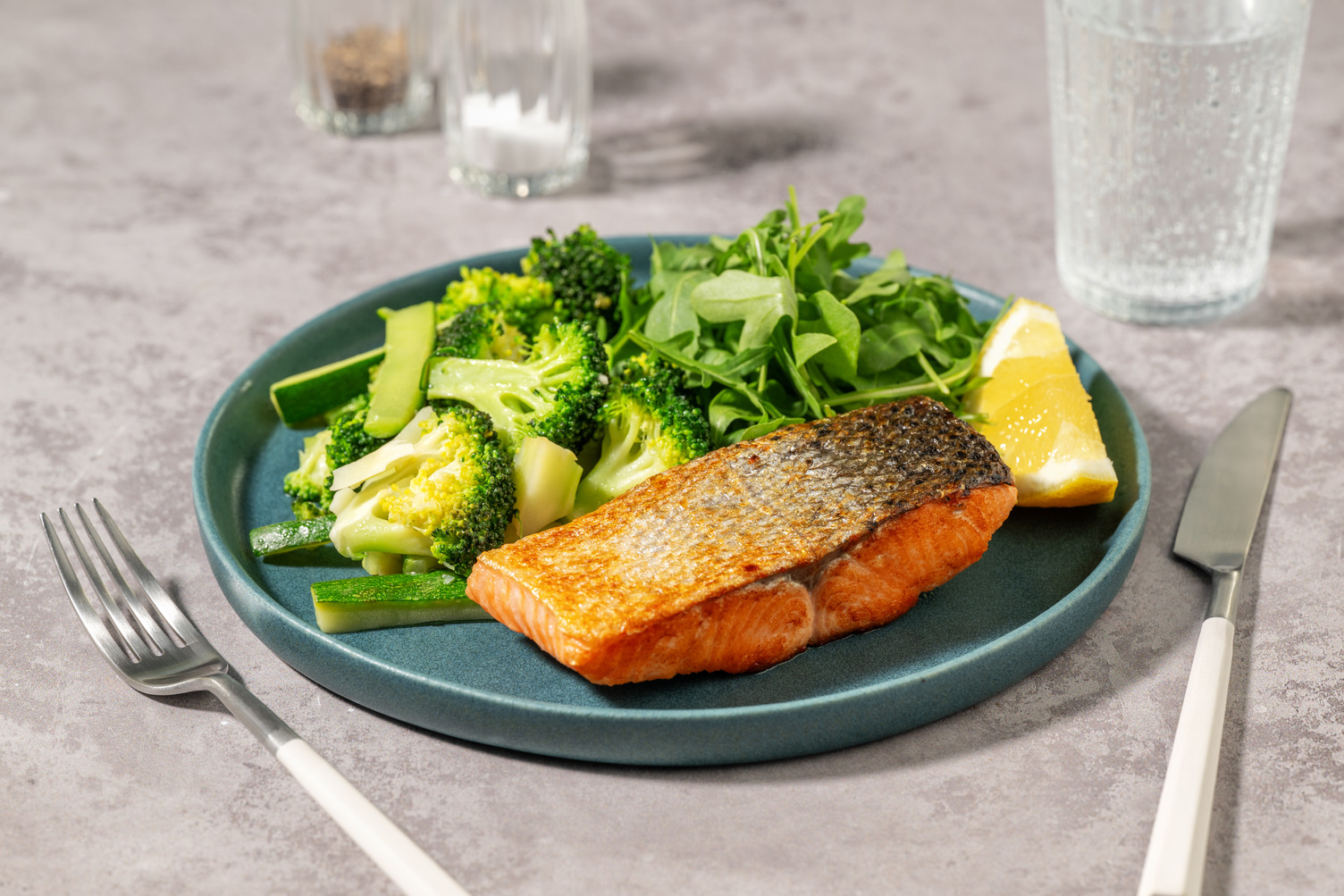 Seared Salmon & Sautéed Garlic Greens