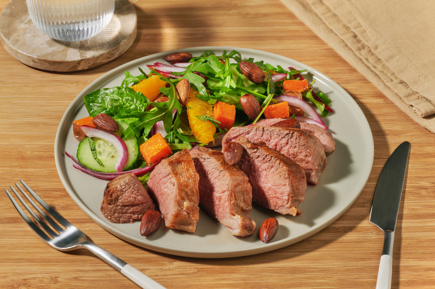 Roast Lamb Rump & Citrusy Cucumber Salad
