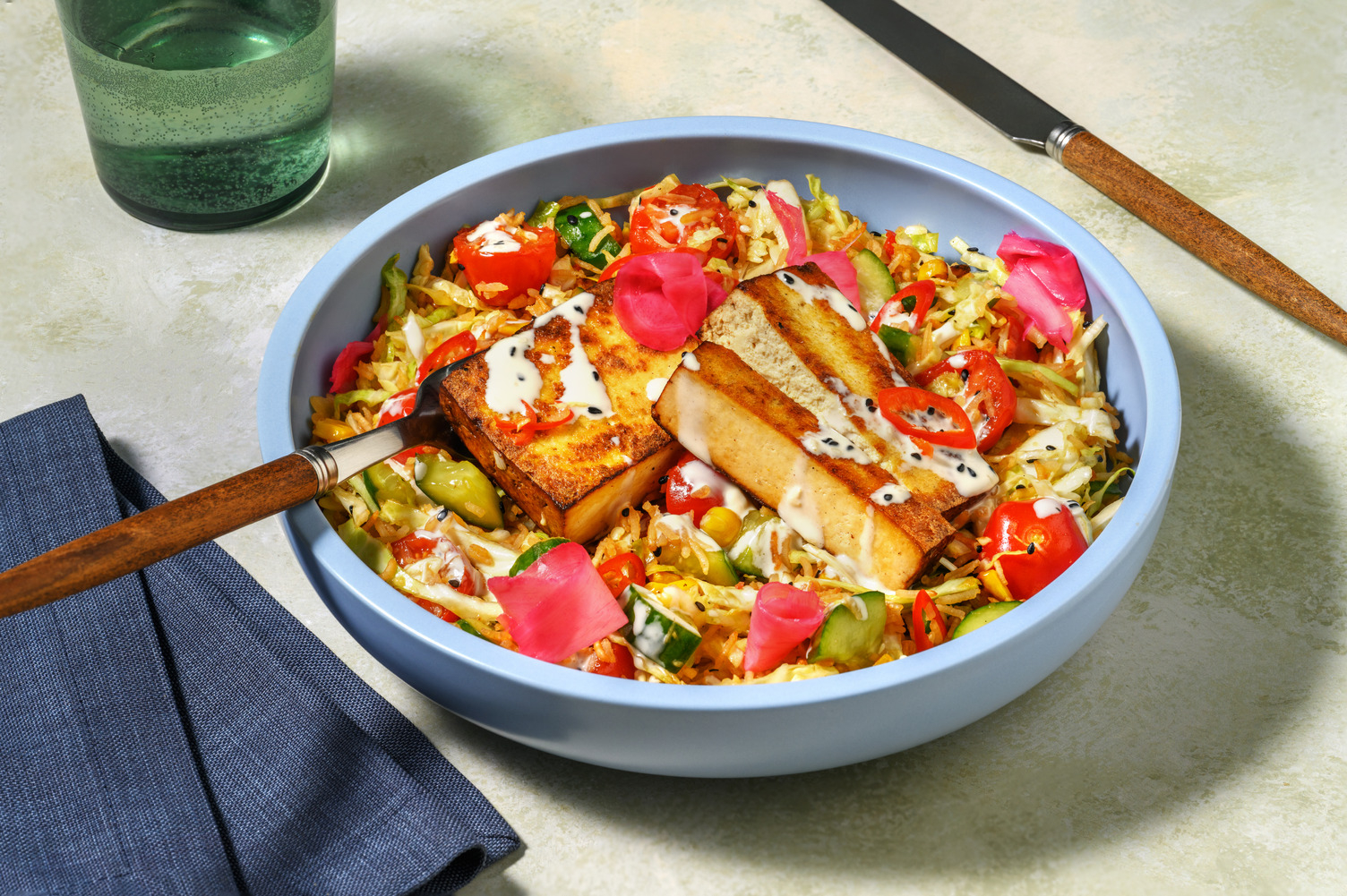 Malaysian Tofu & Crispy Rice Salad Bowl