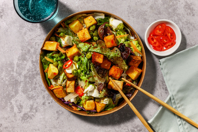 Sweet Chilli Tofu, Salmon & Japanese-Style Salad