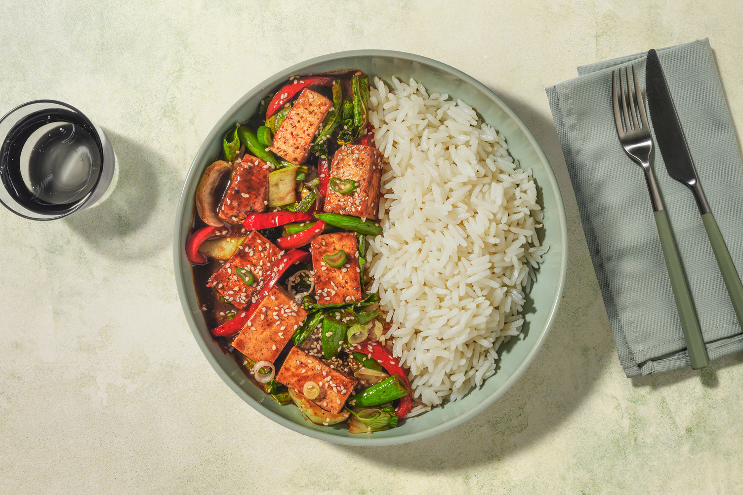 Japanese Tofu, Chicken & Pea Pod Stir-Fry