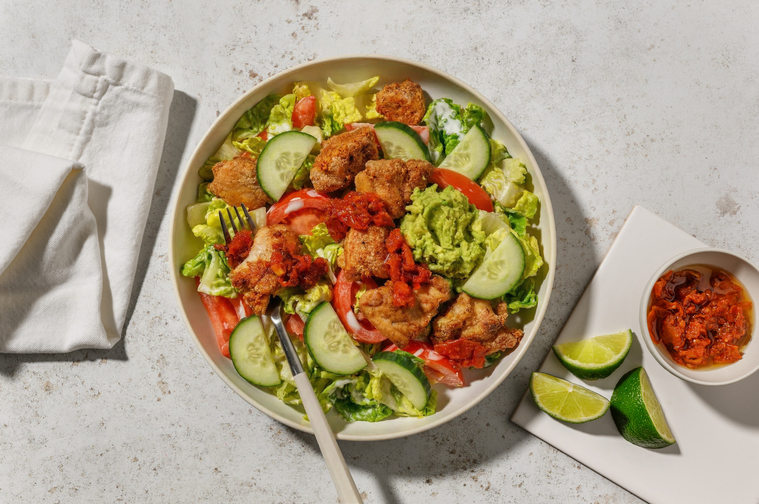 Easy As Smokey Fried Chicken & Bacon Cos Salad