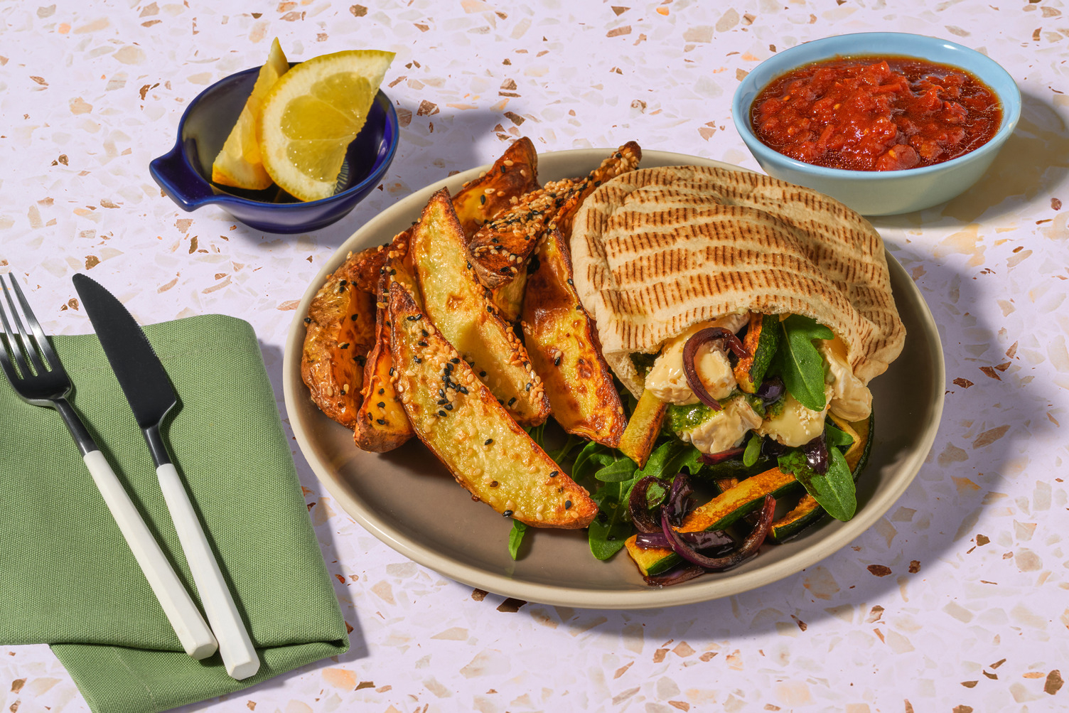 Double Grilled Brie & Onion Pesto Pita Pockets