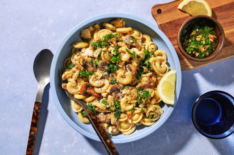 Creamy Brie, Bacon & Mushroom Orecchiette