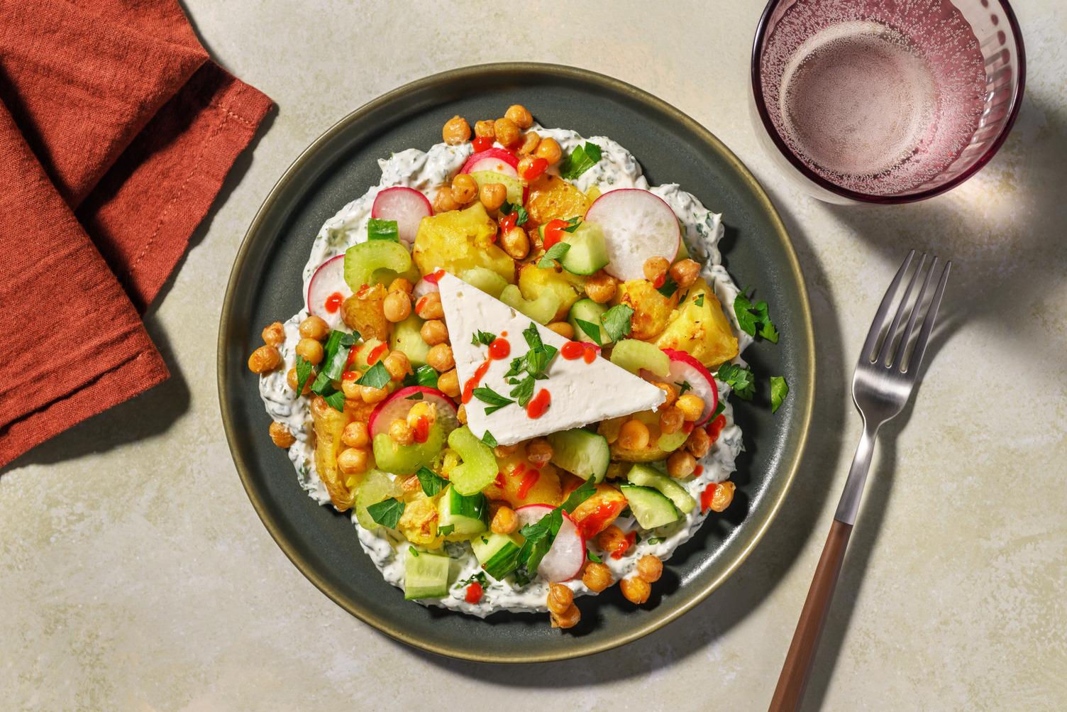 Beef, Chickpea, Feta & Smashed Potato Salad