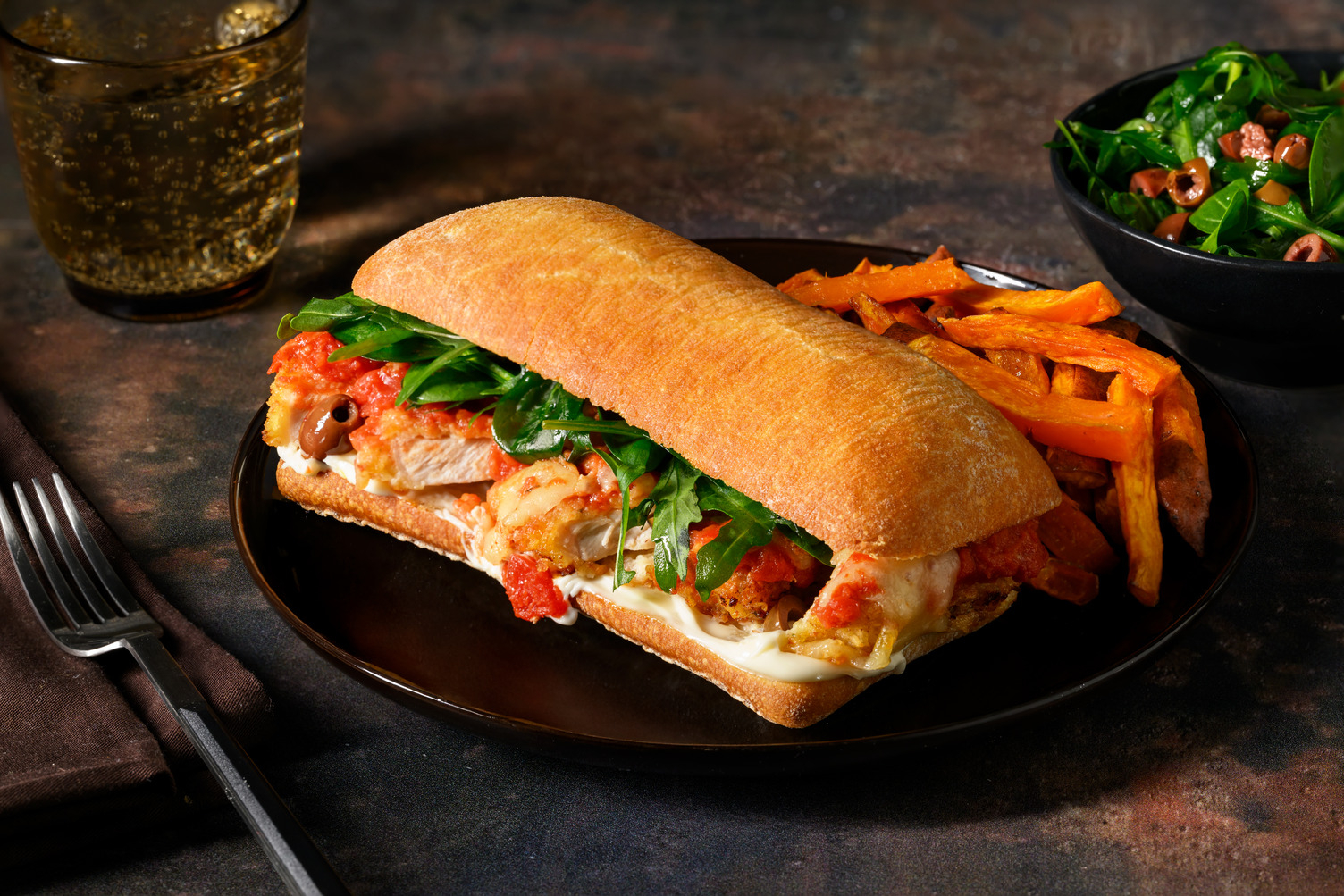Classic Pork Parmi & Olive Salad Sub