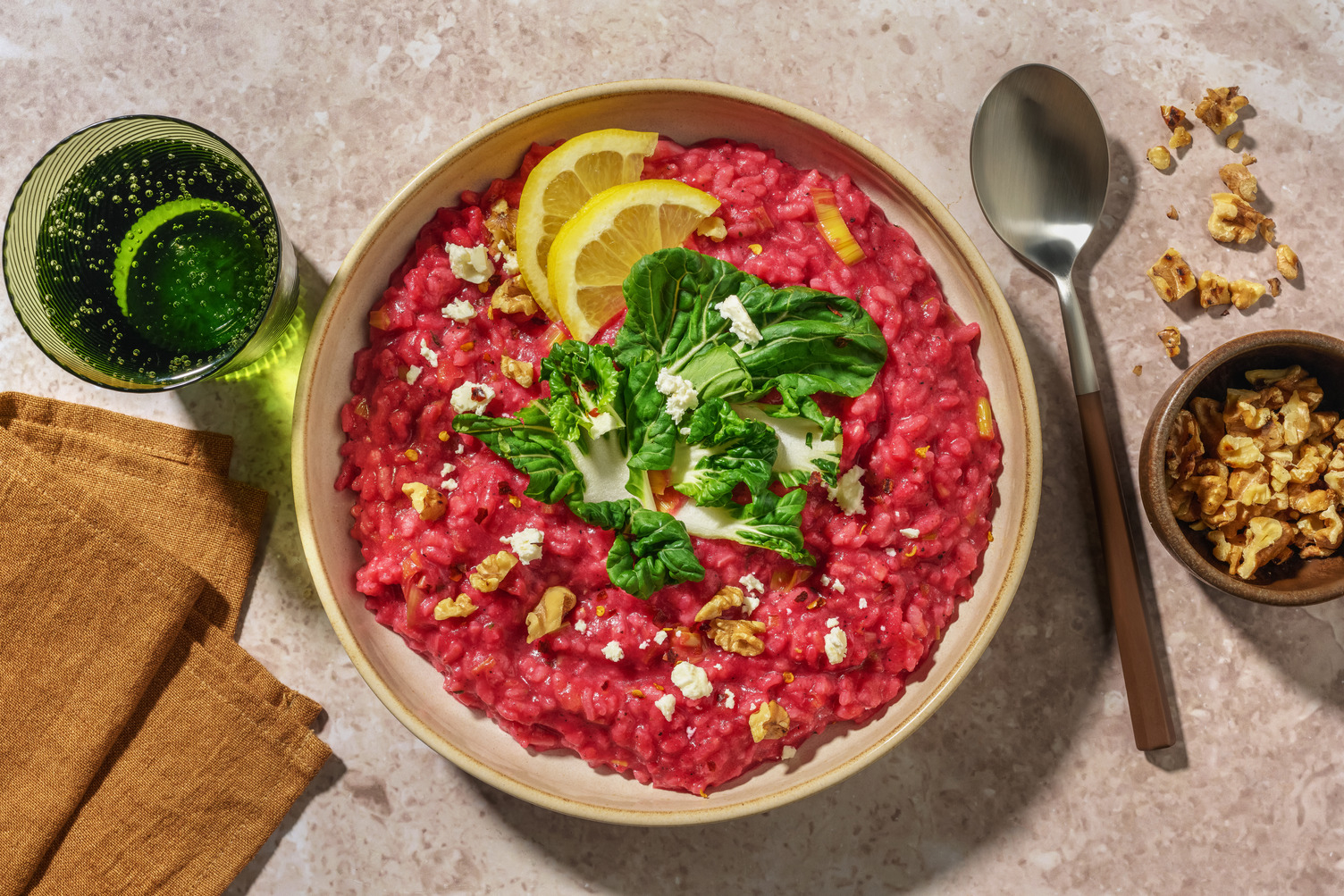 Roasted Cheesy Beetroot, Prawns & Feta Risotto