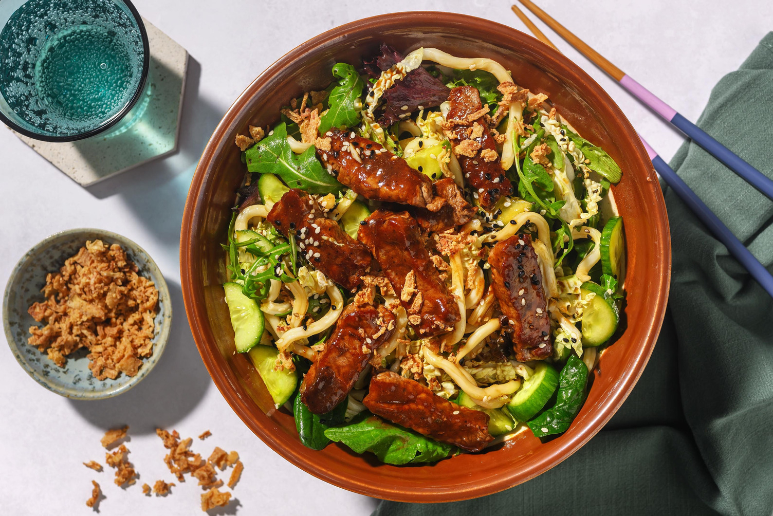 [Superquick] Ginger Glazed Beef & Udon Noodle Salad