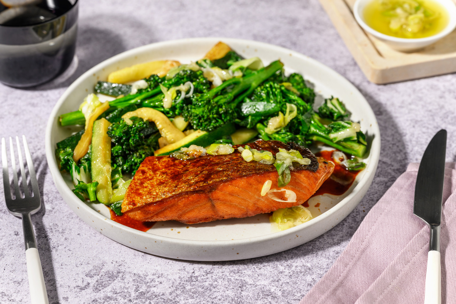 Honey-Soy Salmon & Sauteéd Greens