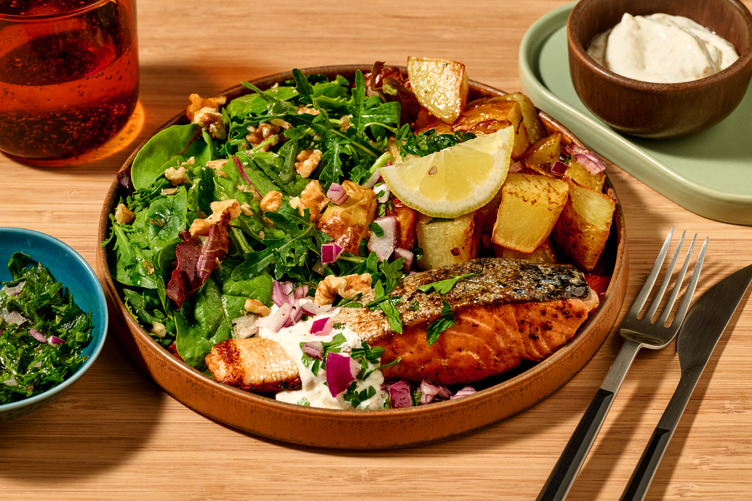 Double Lebanese Tarator Salmon & Herby Nut Topping