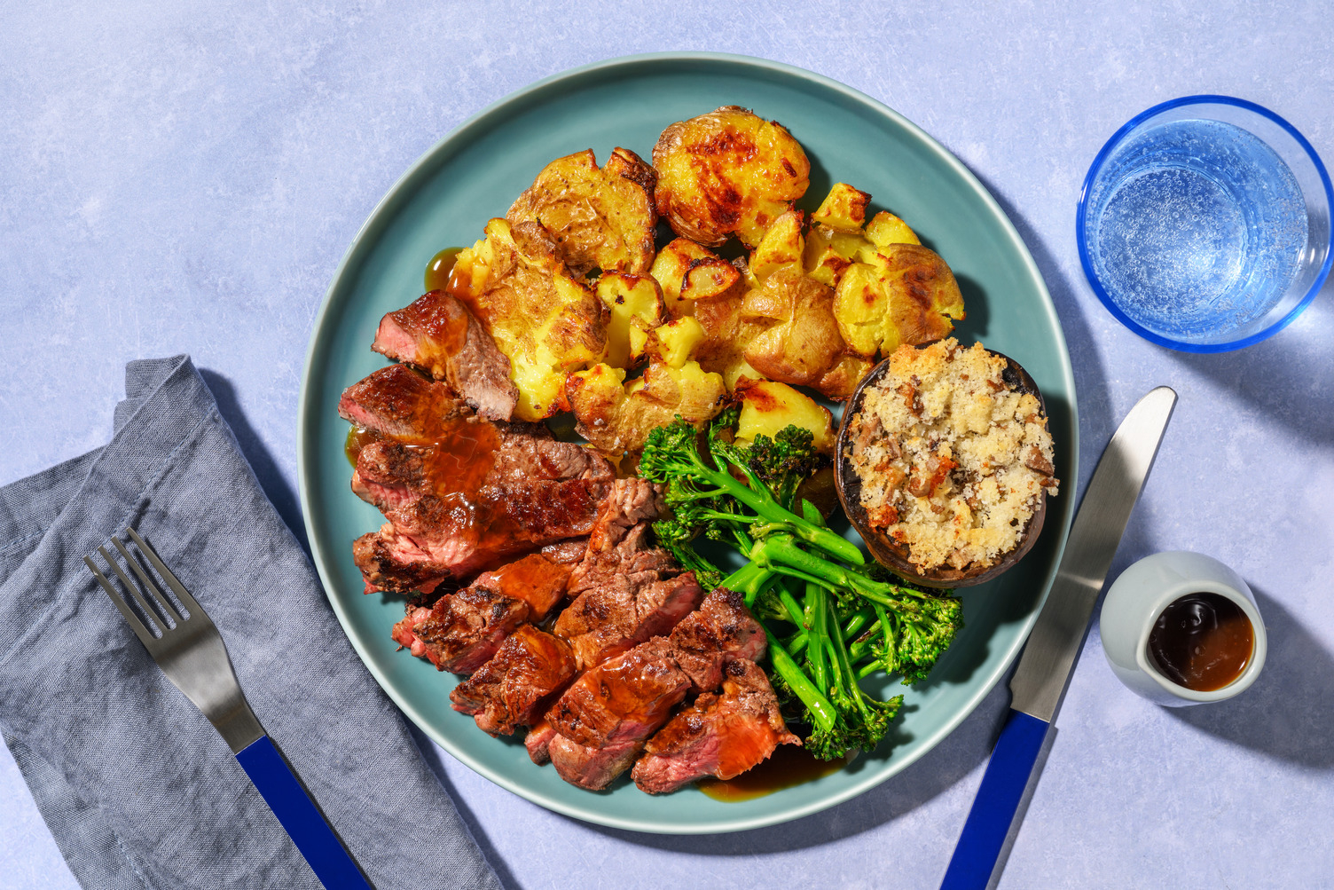 Beef Steak & Stuffed Portobello Mushrooms