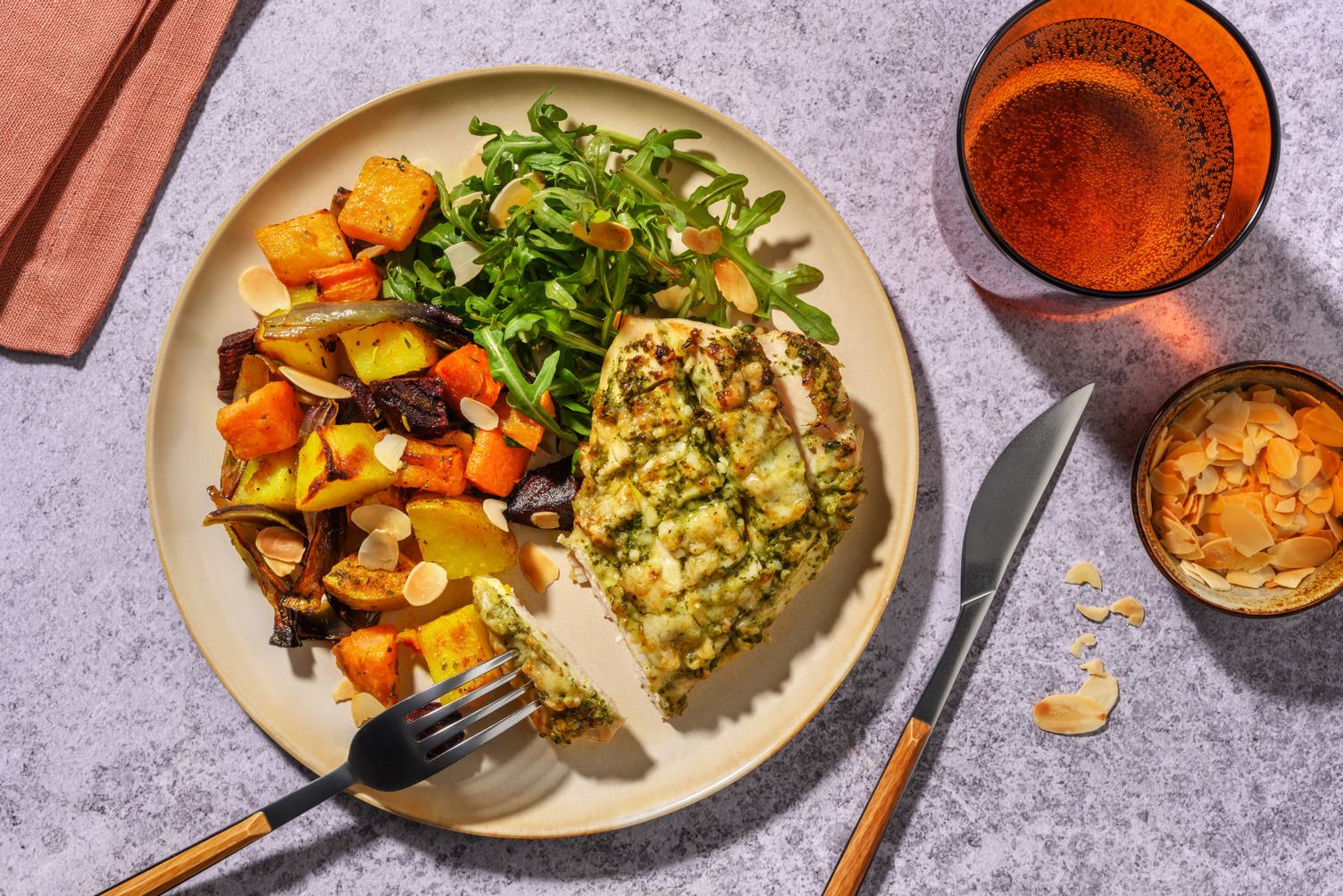 Baked Cheesy 'Pesto' Hasselback Chicken & Halloumi
