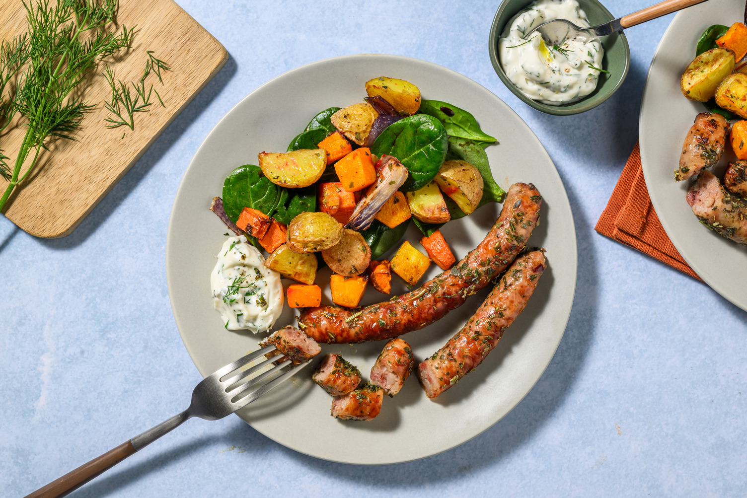 Pork Sausage, Halloumi & Roast Veggie Traybake