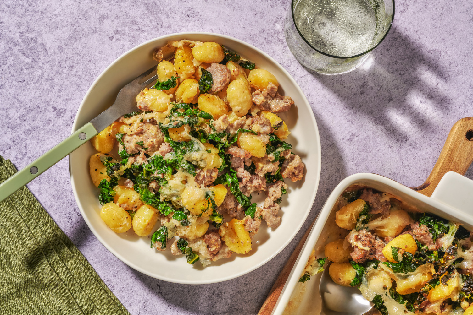 Cheesy Chicken & Kale Gnocchi Bake