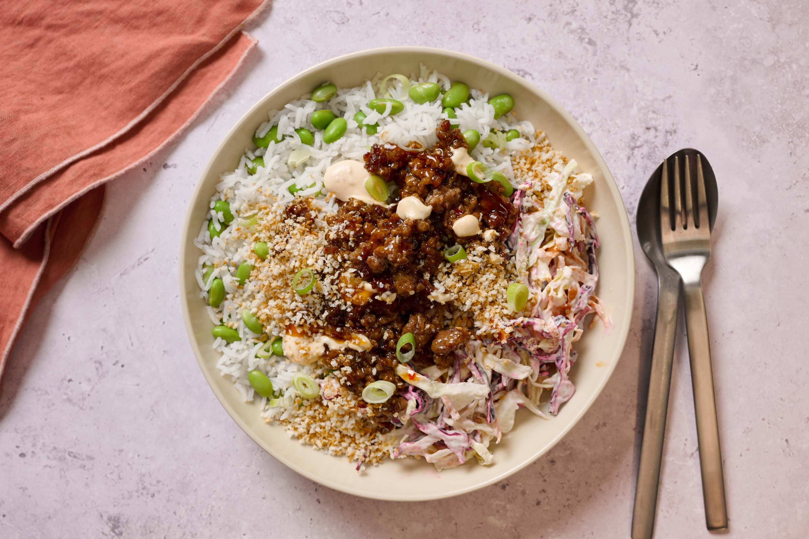 SuperQuick Crumbled Beef Menchi Katsu Bowls