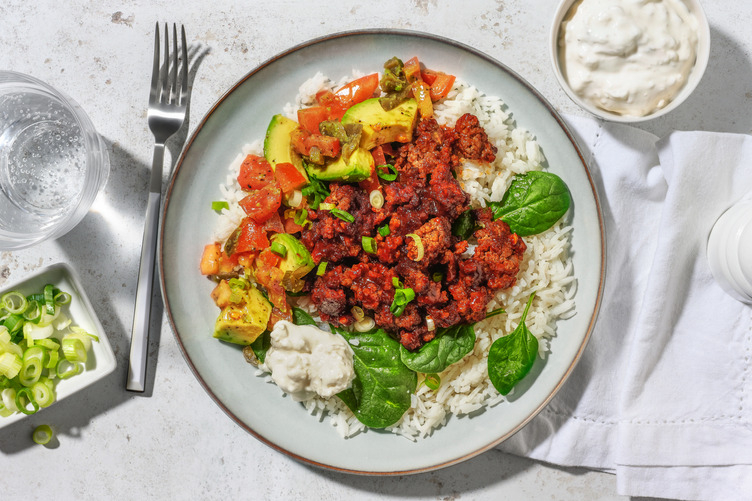 Fiery Chipotle Pork & Spinach Rice