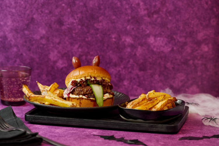 Ghoul-Grilled Beef, Bacon & Oozy Chilli Jam Burger