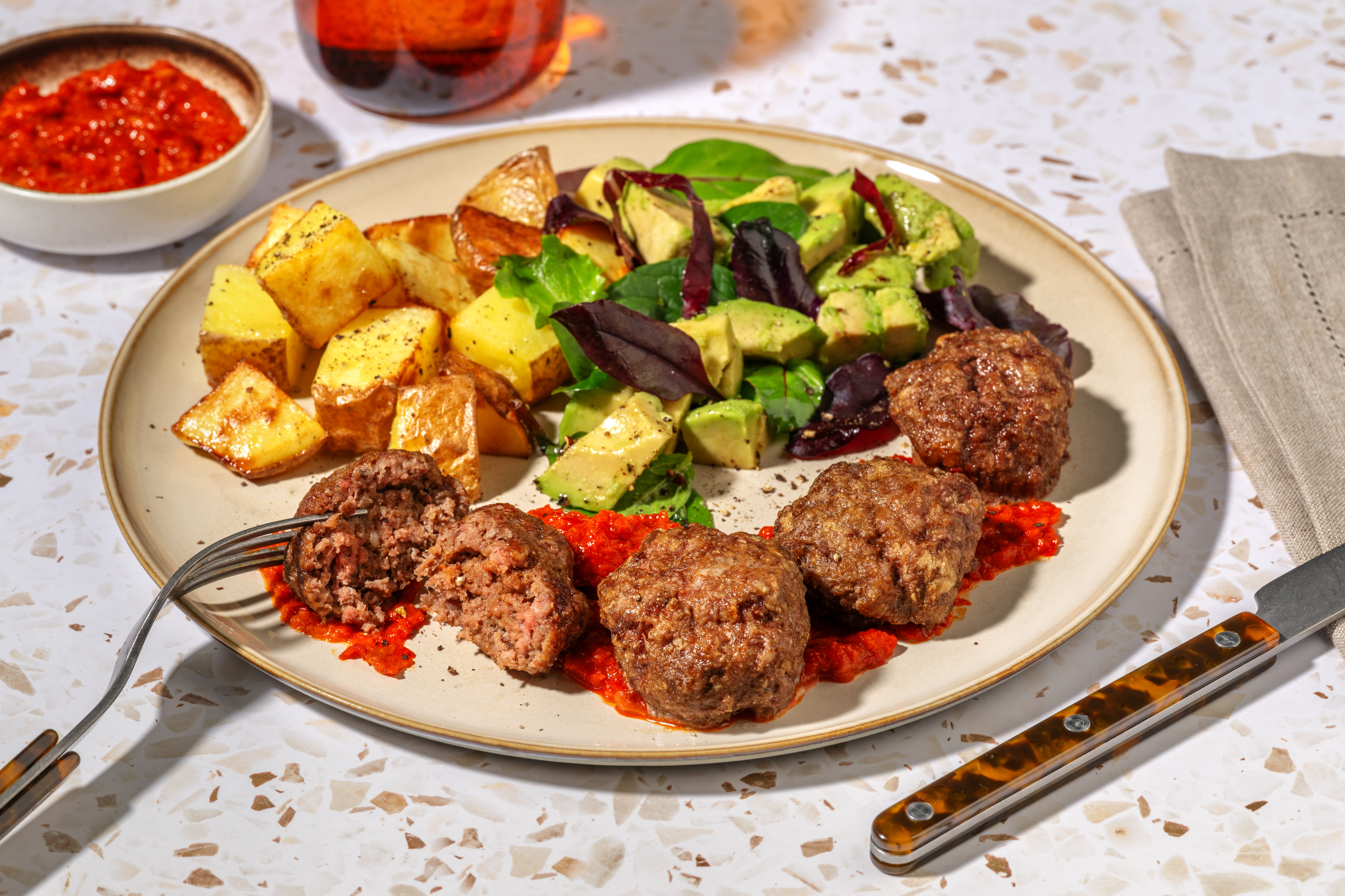 Pork Rissoles & DIY Romesco Sauce