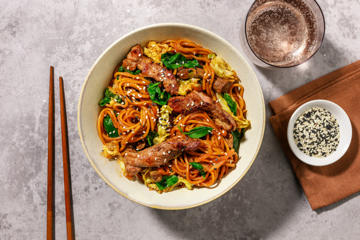 No Chop Beef Lo Mein Noodle Stir-Fry