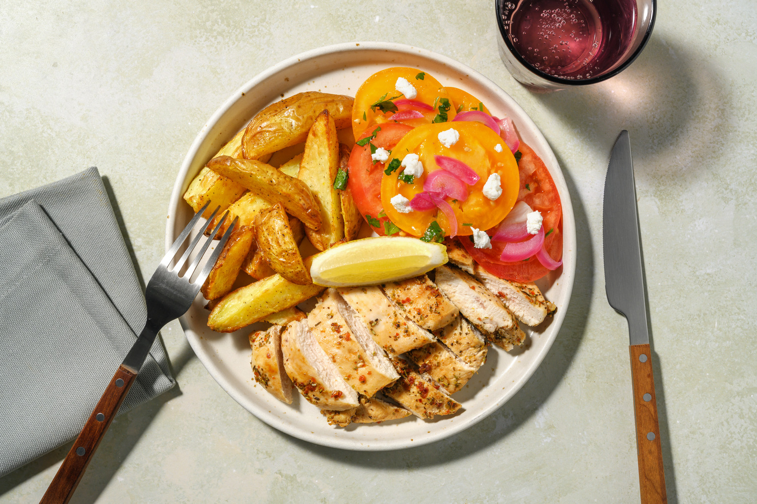 Mediterranean Chicken & Zesty Potato Wedges