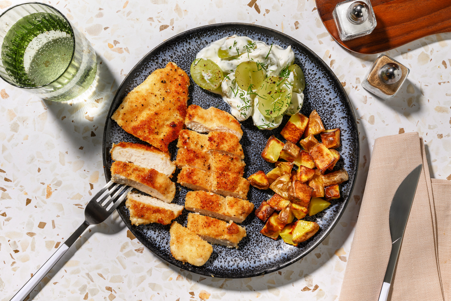Crusted Chicken, Goat Cheese & Autumn Grape Salad